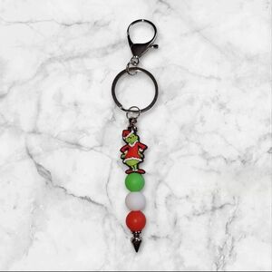 Grinch Beaded Keychain